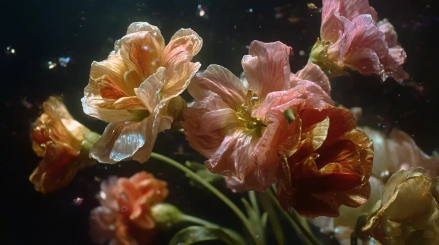 Dreamy Cempasuchil Flowers Black Background Art