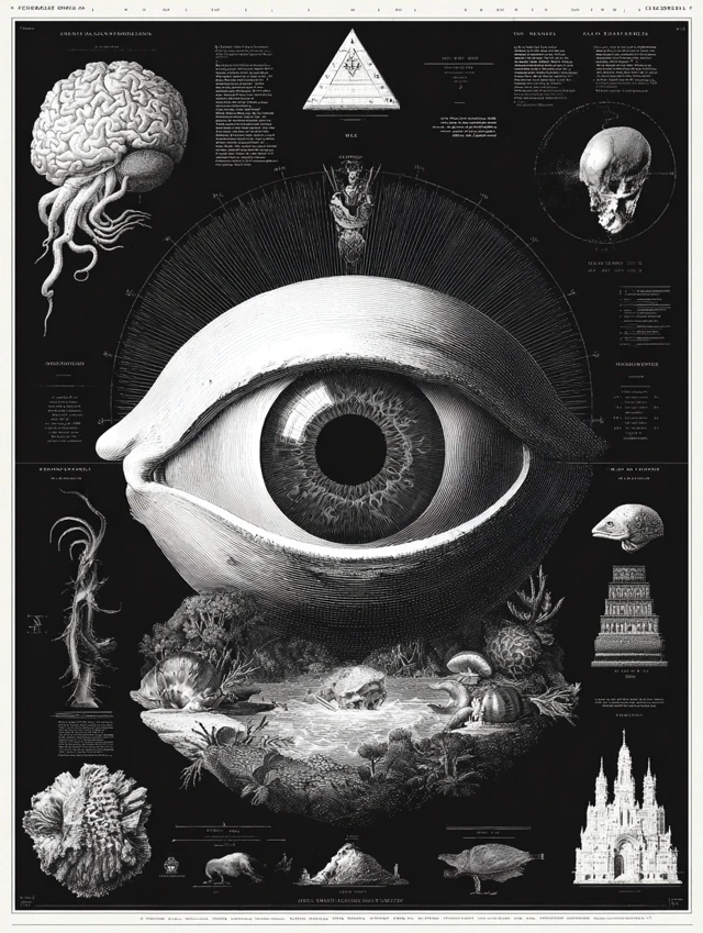 Occultism Card Black and White Illustration