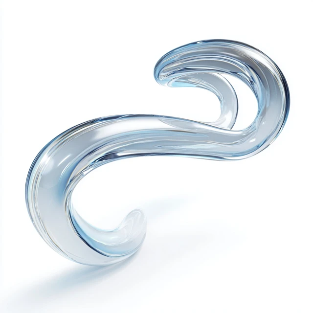 Curved Glass Line Volumetric Flowing Shape Isolated