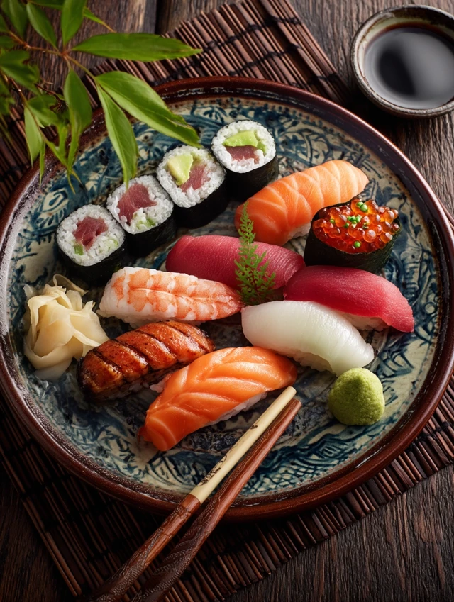 Sushi and Sashimi Platter: Japanese Cuisine