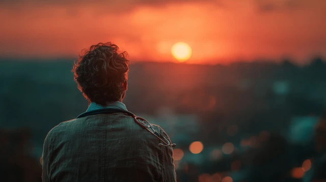 Doctor at Sunrise: Moment of Reflection