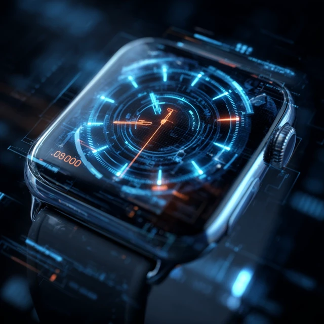 Cyberpunk Smartwatch with 3D Hologram UI