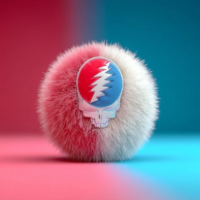 Fuzzy Skull Logo Design Red and Blue Colors