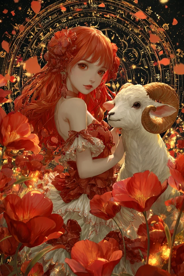 Anime Girl Aries Zodiac Fantasy Art