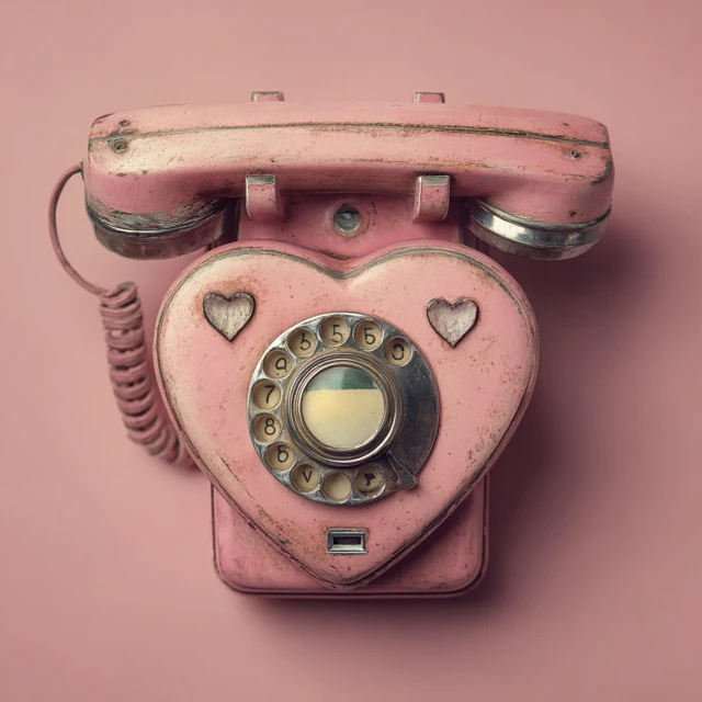 Vintage Heart Shaped Phone Retro Pink Love
