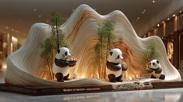 Chengdu Bamboo Panda Installation at Tianfu Airport