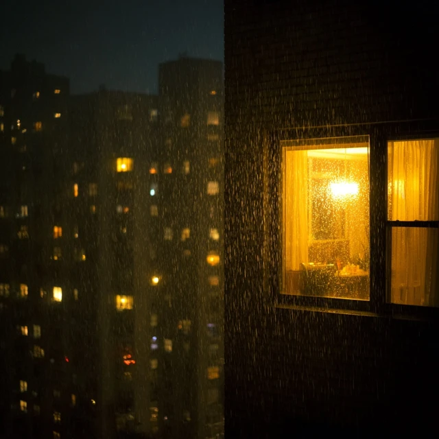 Brooklyn Night Rain City View Ultra Realistic