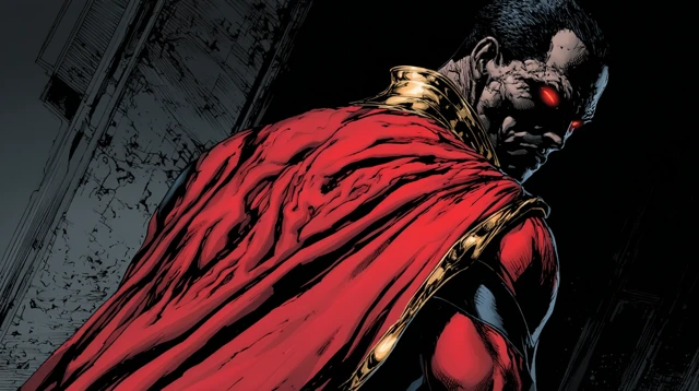 Superhero Portrait Dark Cape and Angry Gaze