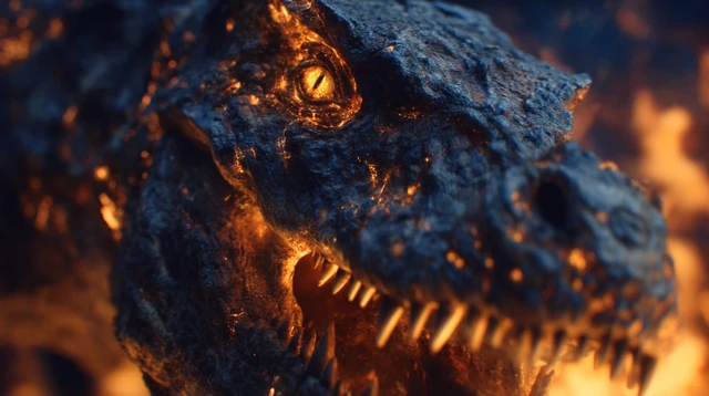 Rock Crocodile Covered in Flames 4K BluRay