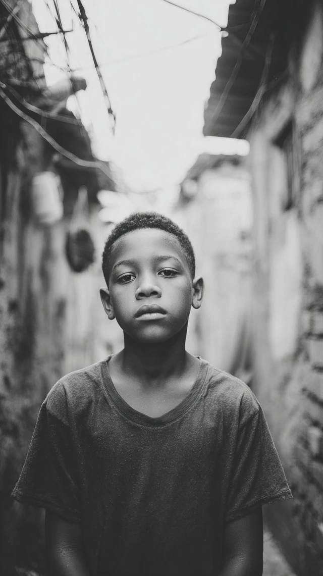 Black and White Cinematic Portrait of a Child