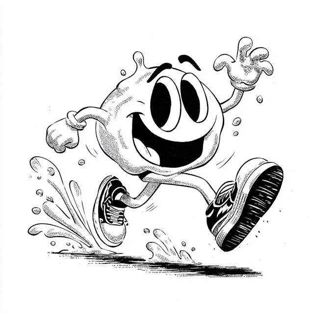Retro Cartoon Slimeball Running Fast