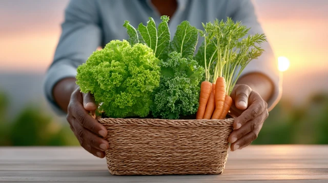 Sunrise Harvest Basket Filled with Fresh Produce