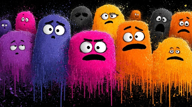 Sad Blob Characters Cartoon Illustration