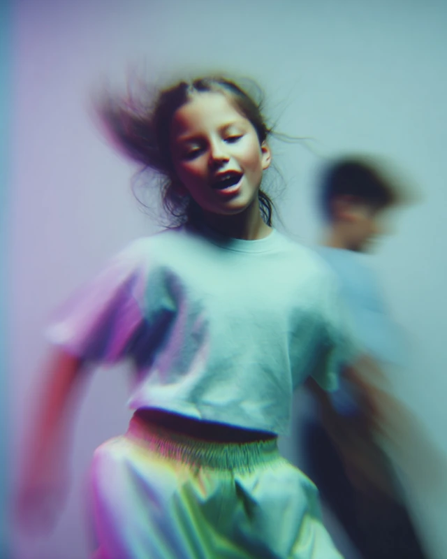 Breakdancing Kids Energetic Motion Blur Portrait