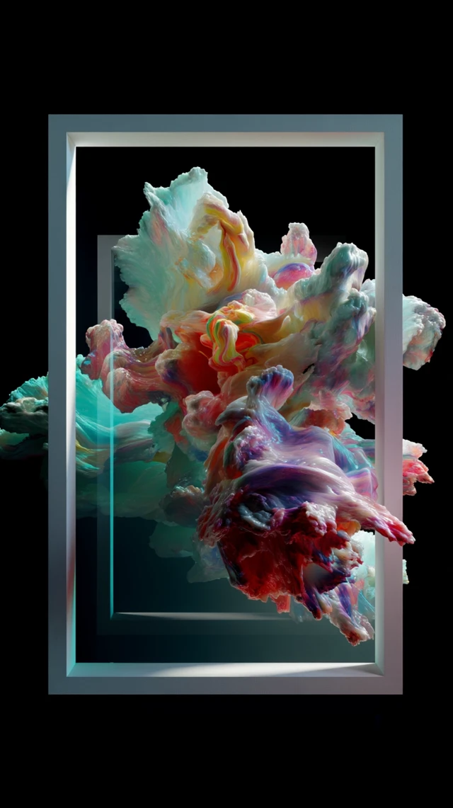Abstract 3D Wave Art in White Frame