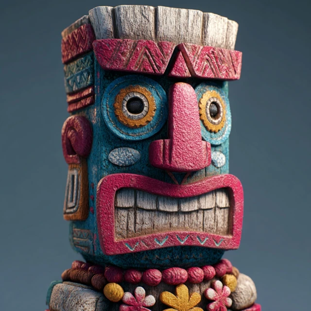 3D Animated Tiki God Moai Statue