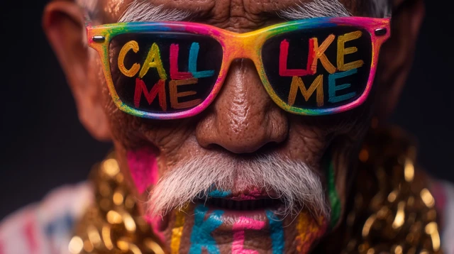 Stylish Elderly Korean Man Sunglasses Graffiti Art