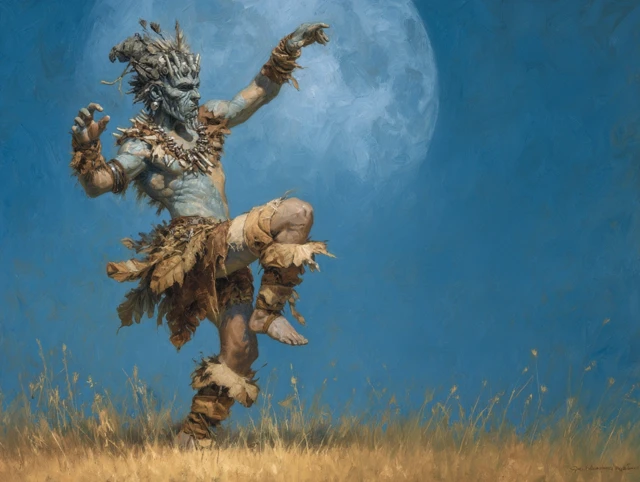 Caliban Dancing Painting by Les Edwards