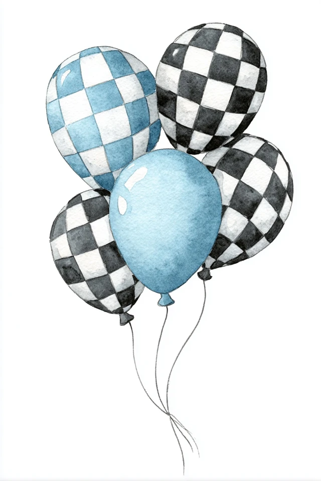 Watercolor Balloons Party Decor Illustration