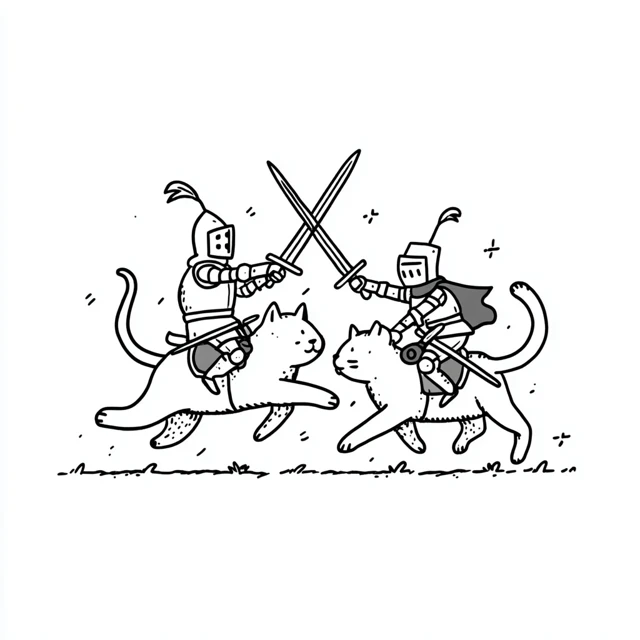 Knights Jousting on Cats Medieval Fantasy Humor