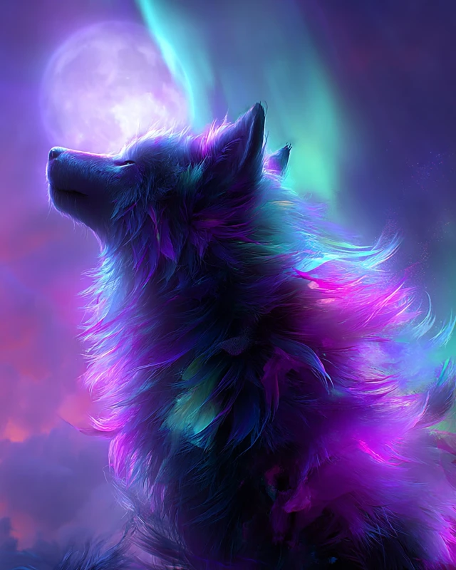 Twilight Moonwolf Aurora Fantasy Art