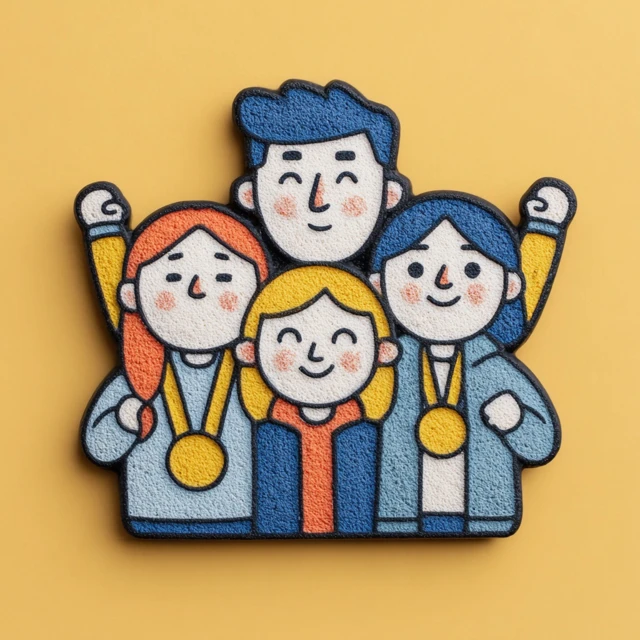 Team of Students Fridge Magnet Illustration