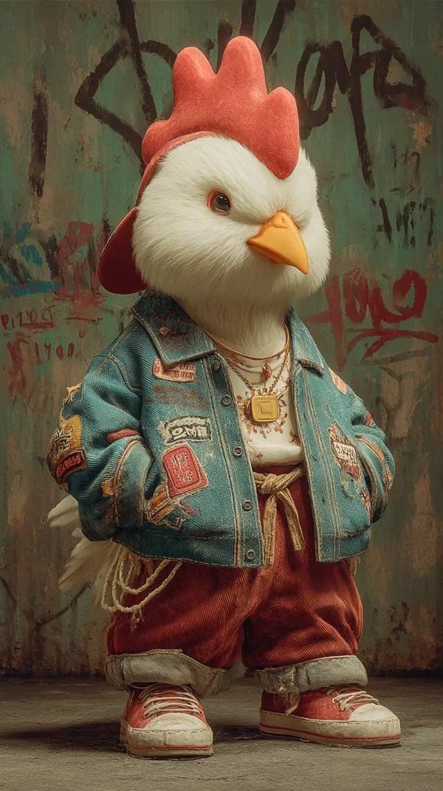 Cute Hip Hop Chicken on Graffiti Street