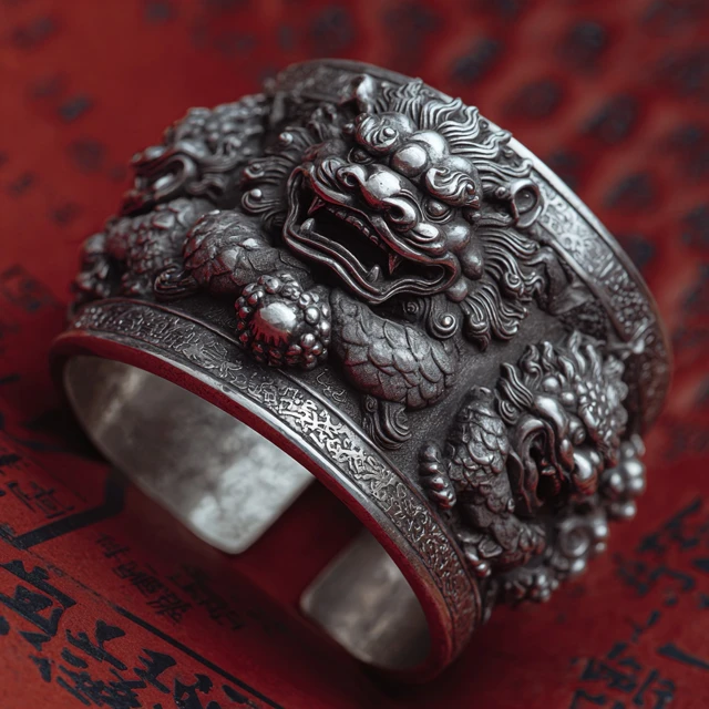 Mens S999 Silver Bracelet Traditional Chinese Pi Xiu Design