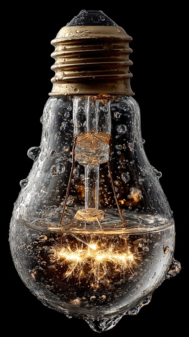 Lightbulb Submerged in Water Duality Concept