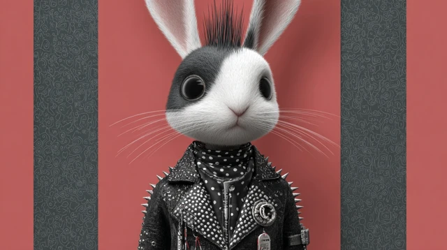 Punk Bunny with Spiked Jacket Cool Illustration