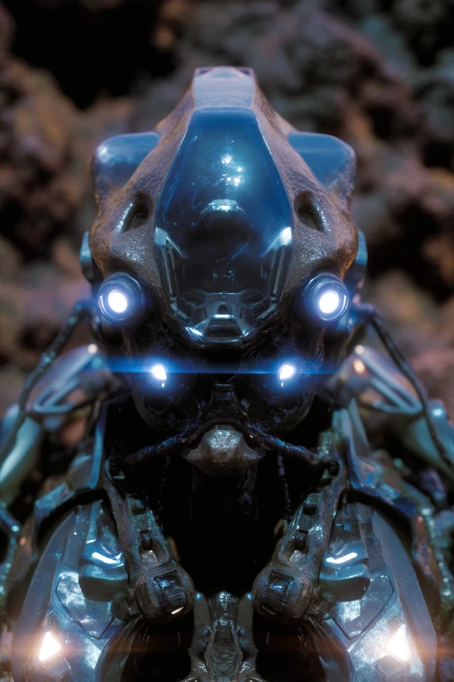 Spider Humanoid in Volcanic Exosuit High Tech