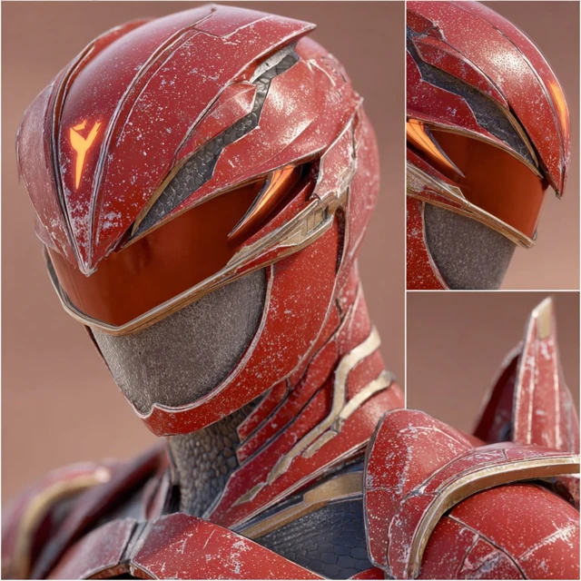 Red Ranger Blaze Arcanum Fire Element Armor Design