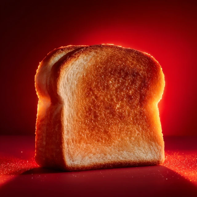Delicious Toast Slice with Dramatic Red Lighting