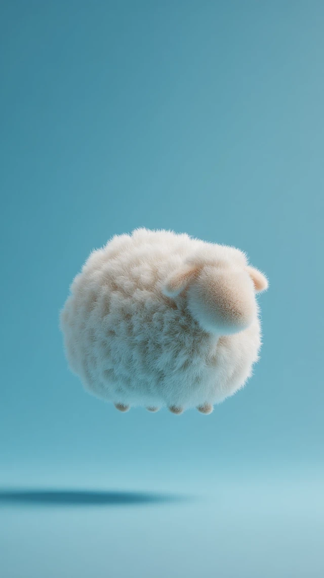 Fluffy 3D Cartoon Sheep Art Piece