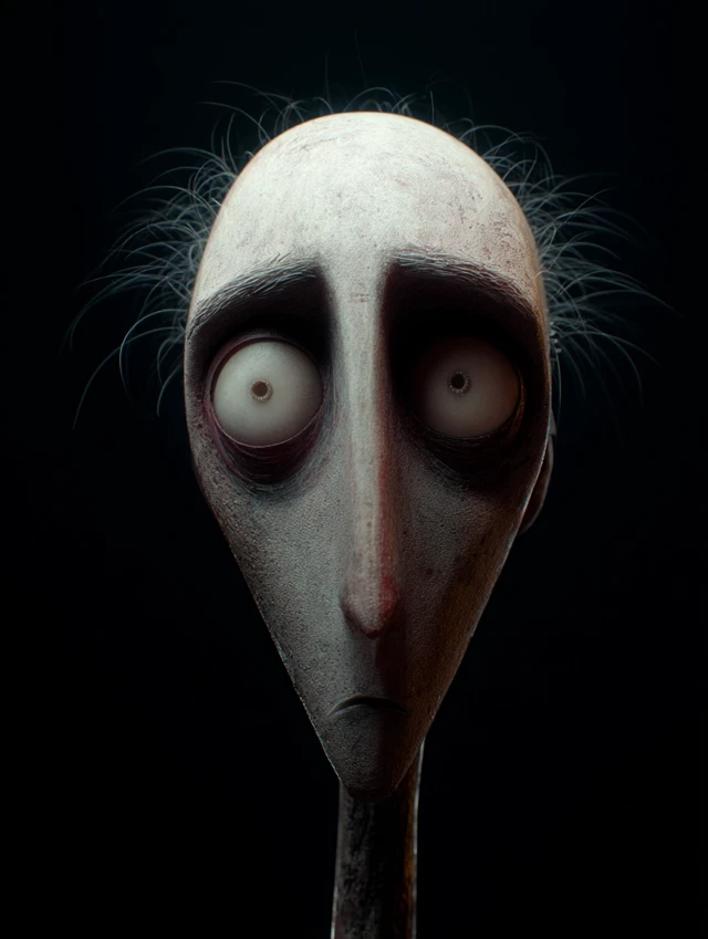 3D Alien Character Design on Black Background
