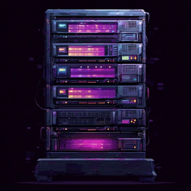 Cyberpunk Pixel Art Data Server Logo
