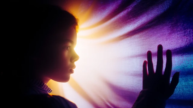 Teen Girl Silhouetted by Window Light