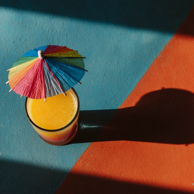 Colorful Cocktail with Umbrella Bar Drink Close Up
