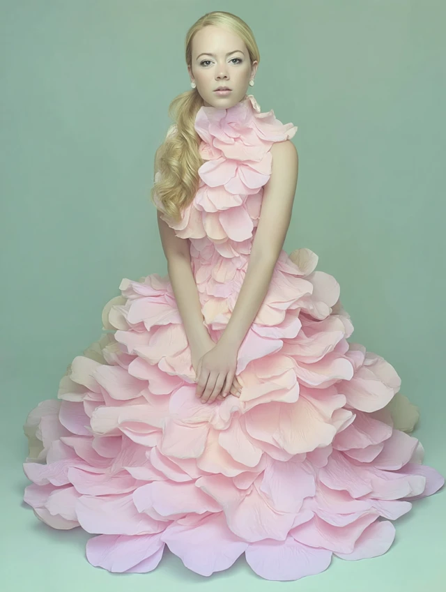Vogue Fashion Shoot Pink Petal Dress