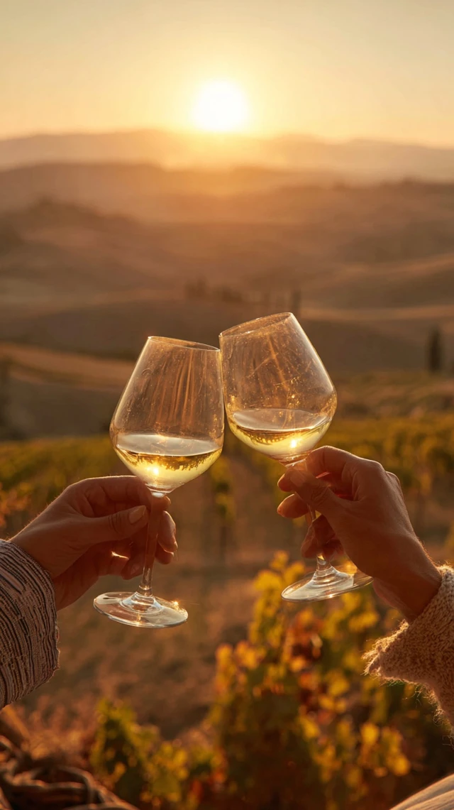 Tuscan Sunset Toast Wine Glasses Vineyard Romance