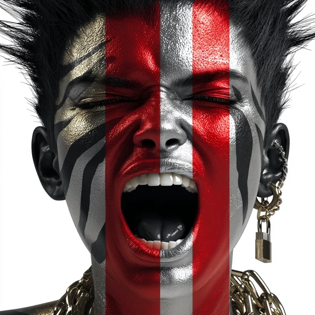 Punk Android Portrait: Metallic, Dramatic, Intense