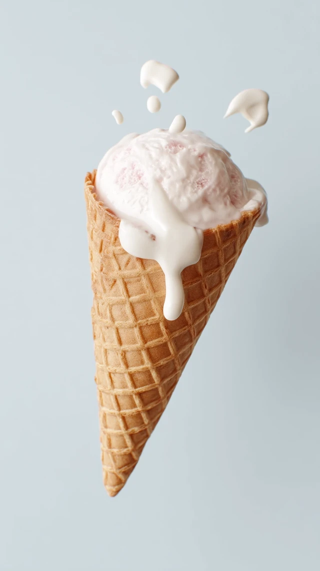 Melting Ice Cream Cone Dessert Food Photo