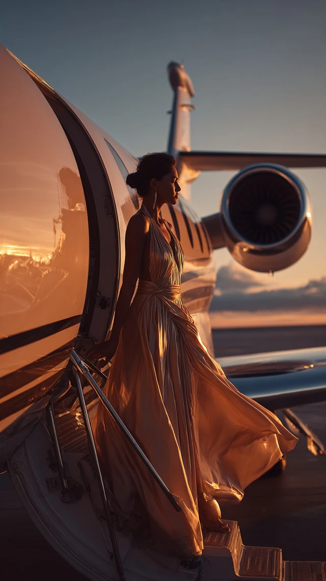 Woman Boarding Private Jet Luxury Lifestyle Photography
