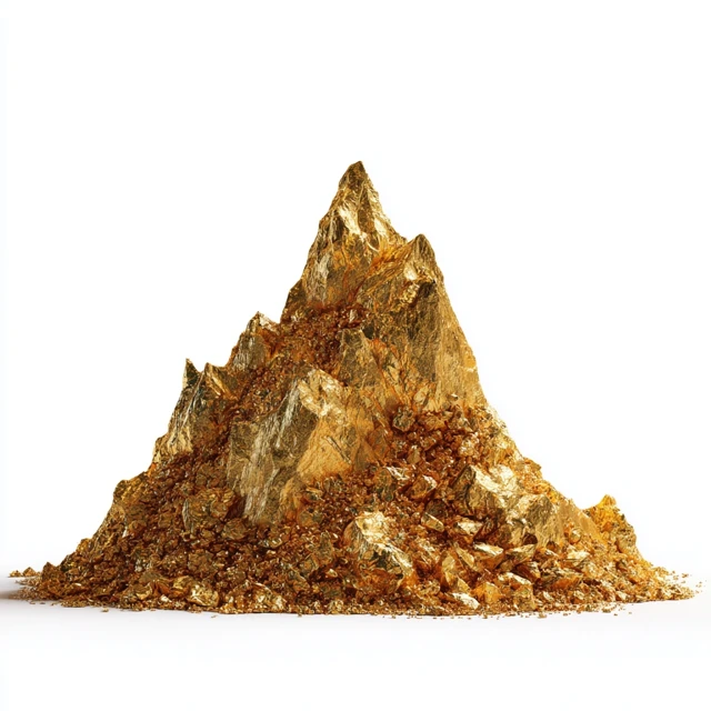 Golden Mountain 3D Render Gold Nuggets Crystals
