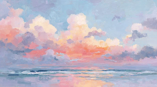 Sunset Beach Watercolor Painting