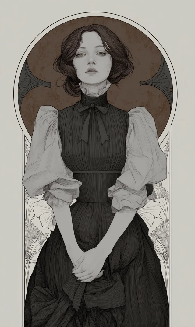 Art Nouveau Victorian Lady Faceless Artwork