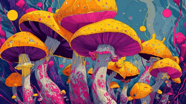 Psychedelic Mushroom Illustration Dreamy Future Art