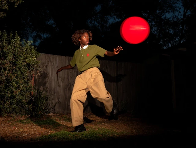 Candid Photo: Black Child Reaching for Red Ball