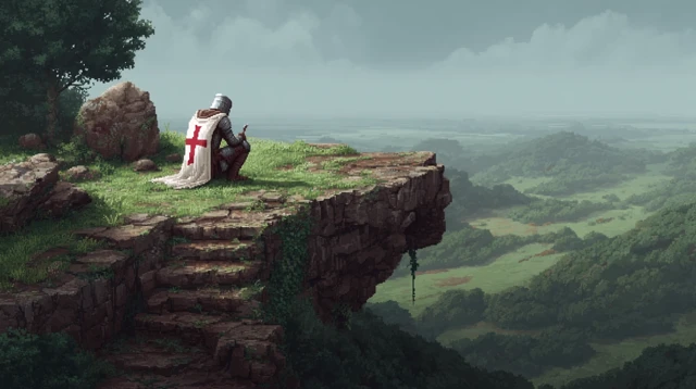 Weary Templar Knight Pixel Art Illustration
