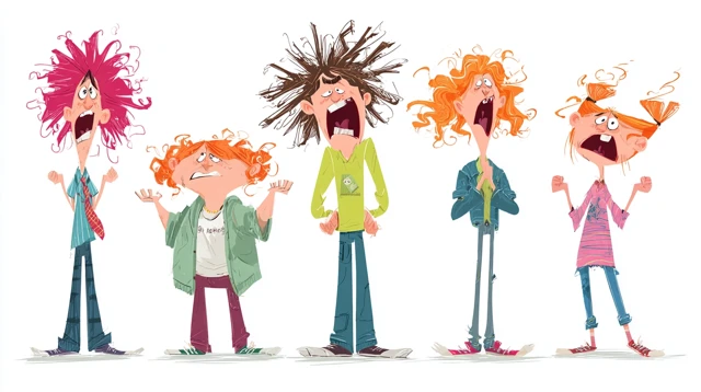 Exaggerated Cartoon Family Character Expressions